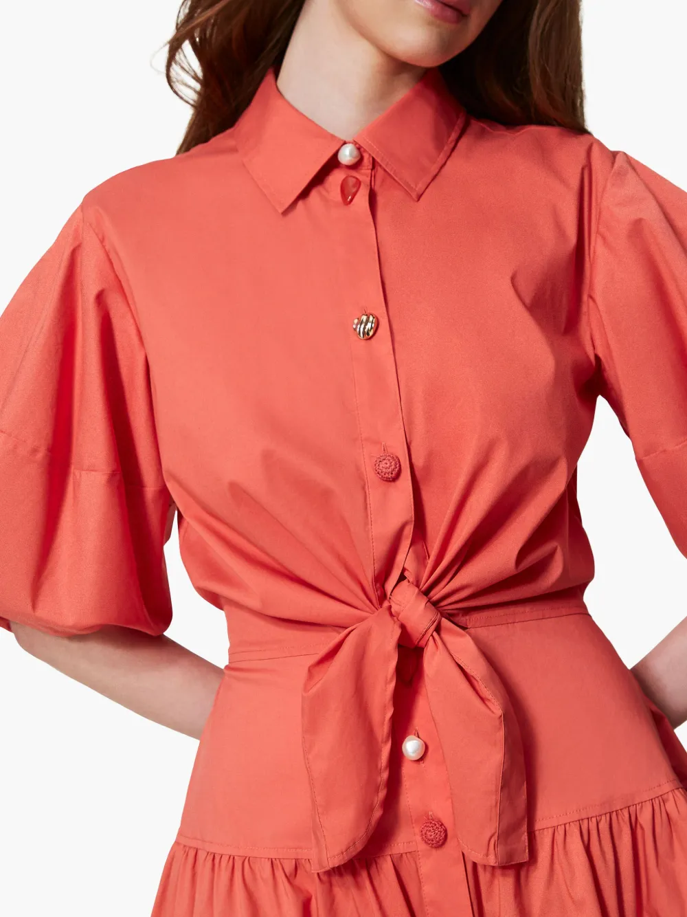 TWINSET Jurk van katoenblend Oranje