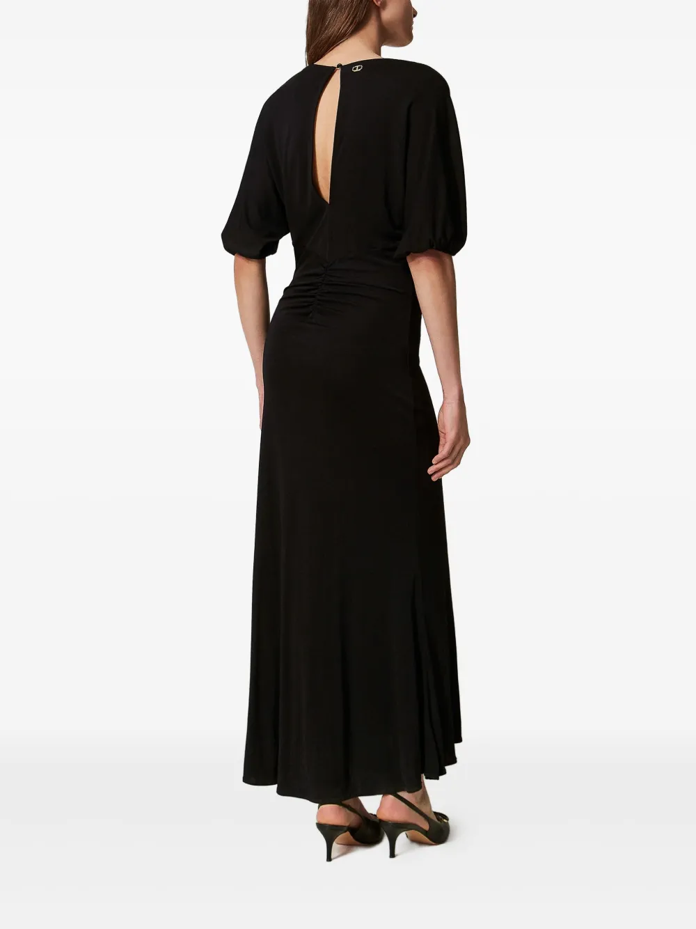 TWINSET Midi-jurk met pofmouwen Zwart