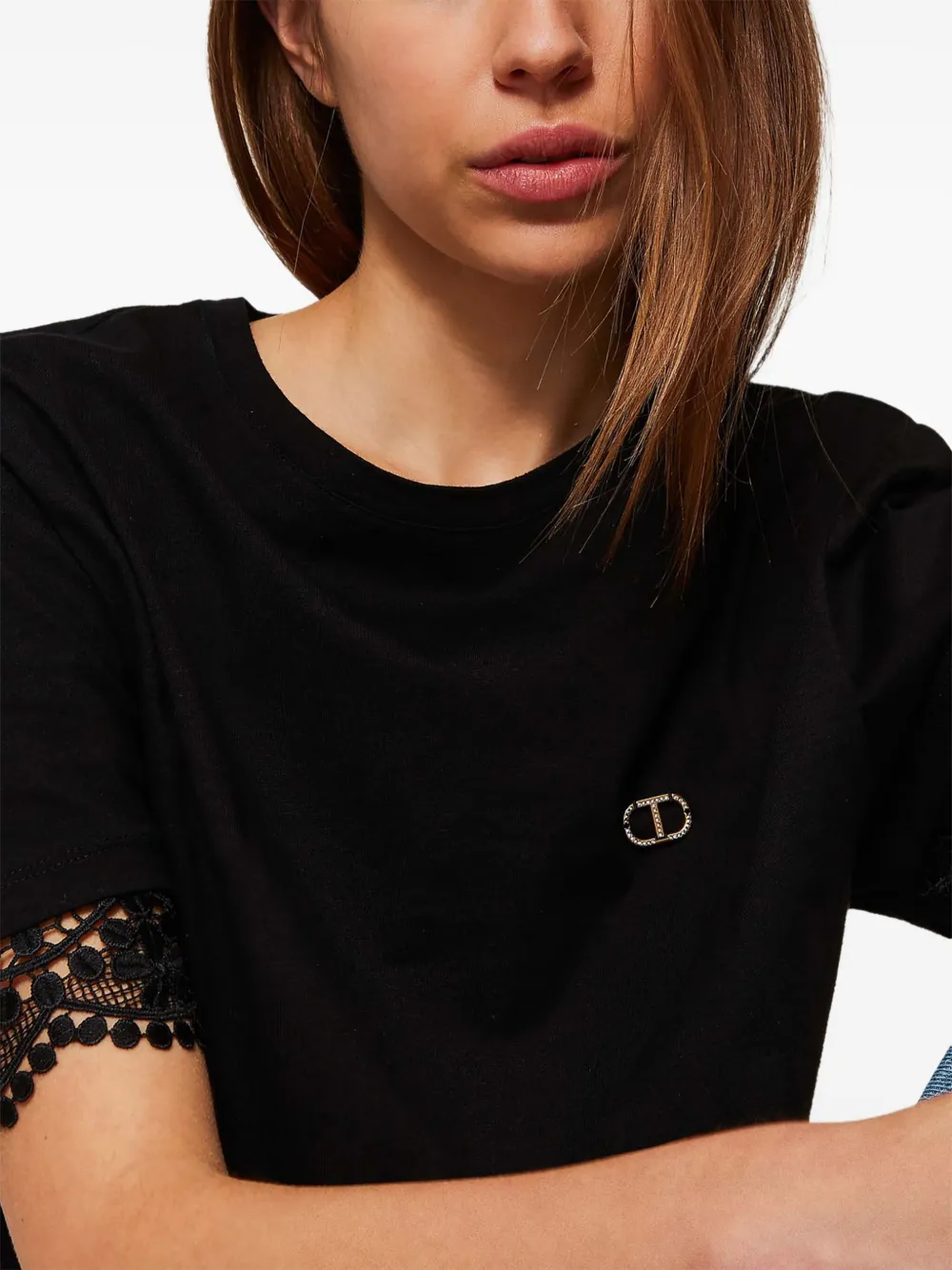 Shop Twinset Knitted Blouse In Black
