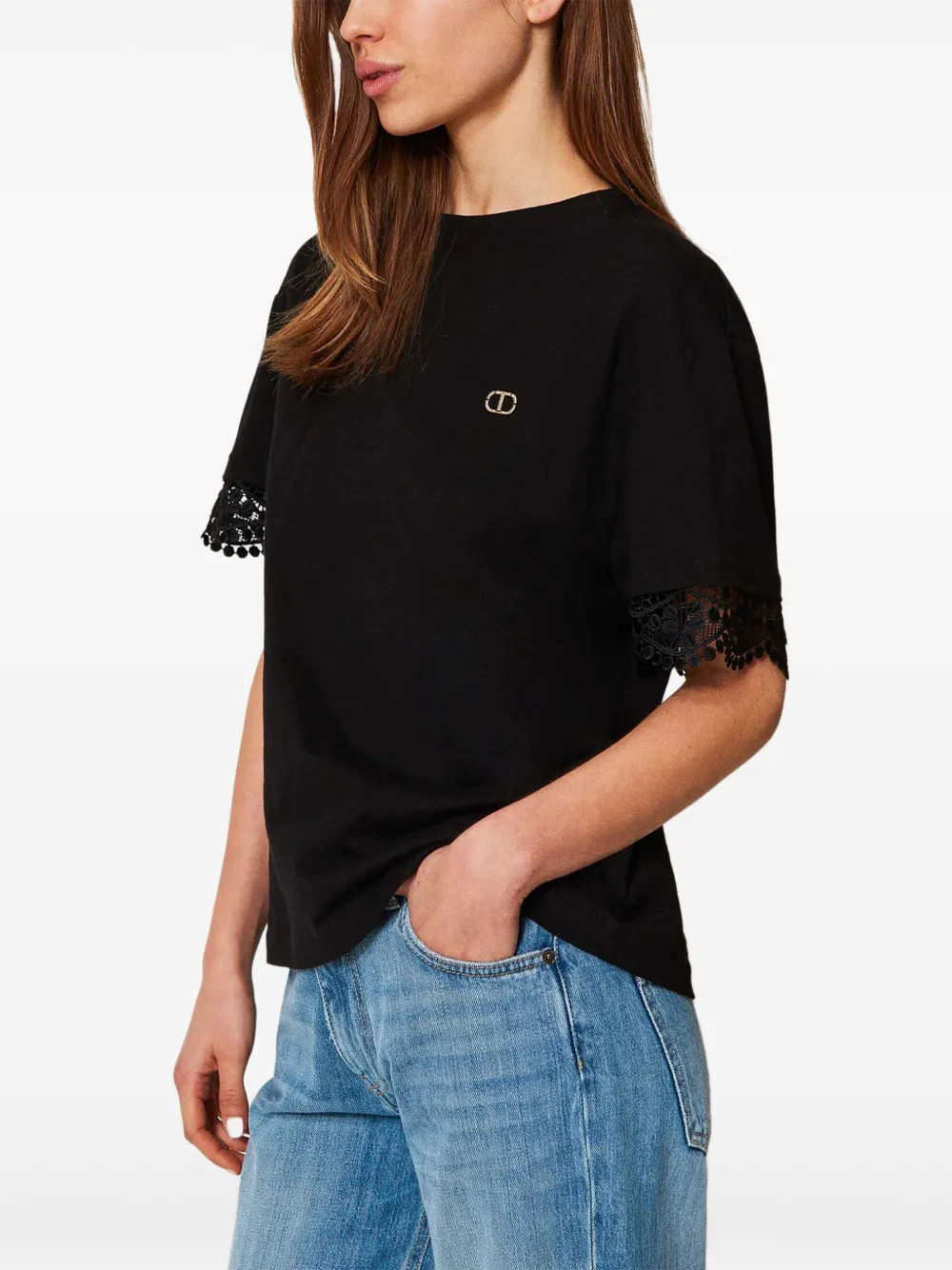 Shop Twinset Knitted Blouse In Black