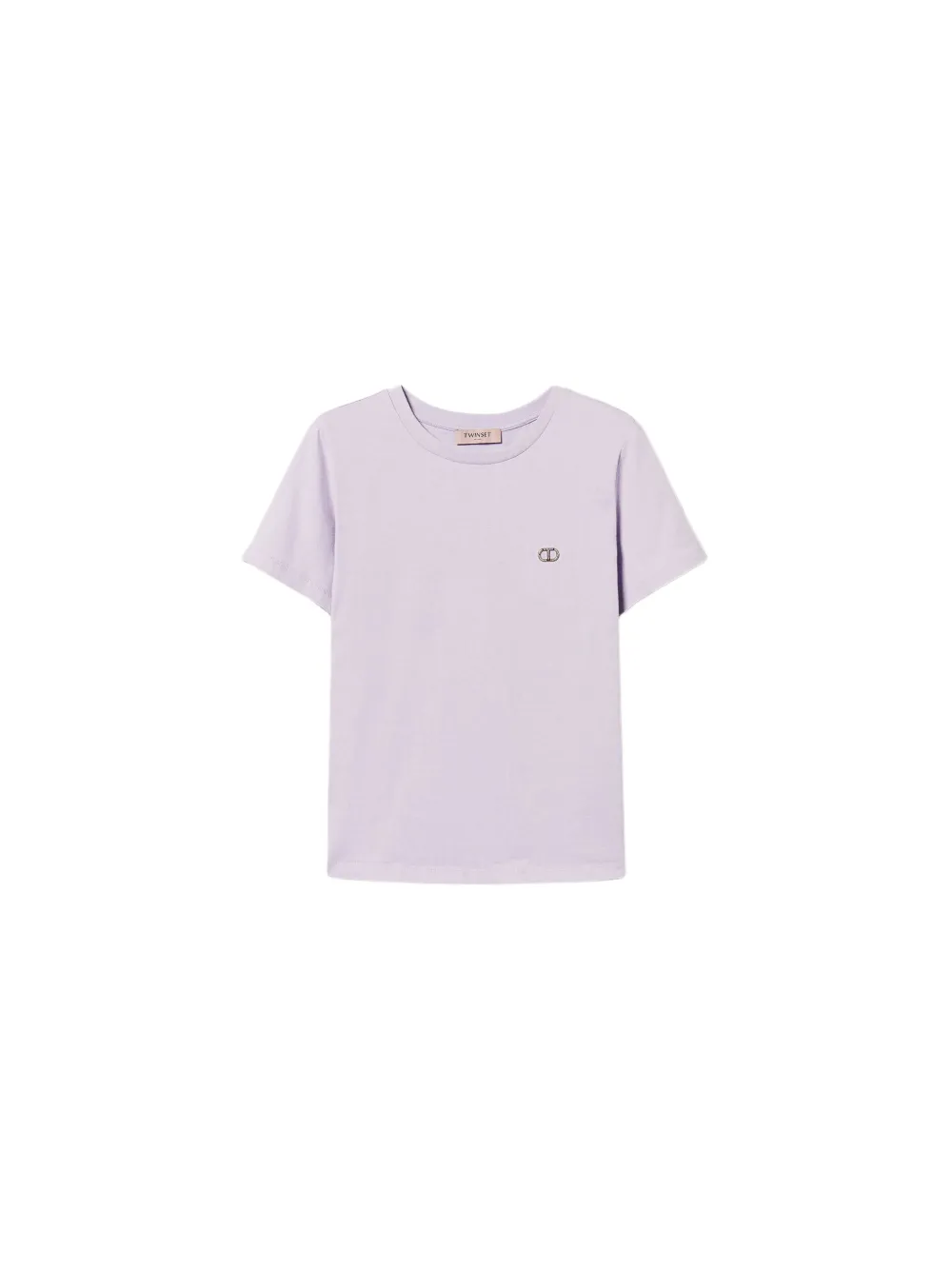 Twinset Cotton T-shirt In White With Logo In Purple