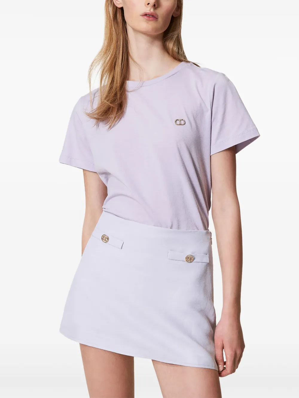 TWINSET T-shirt met logoplakkaat Paars