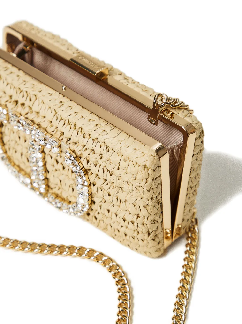 TWINSET Shopper verfraaid met logo Beige