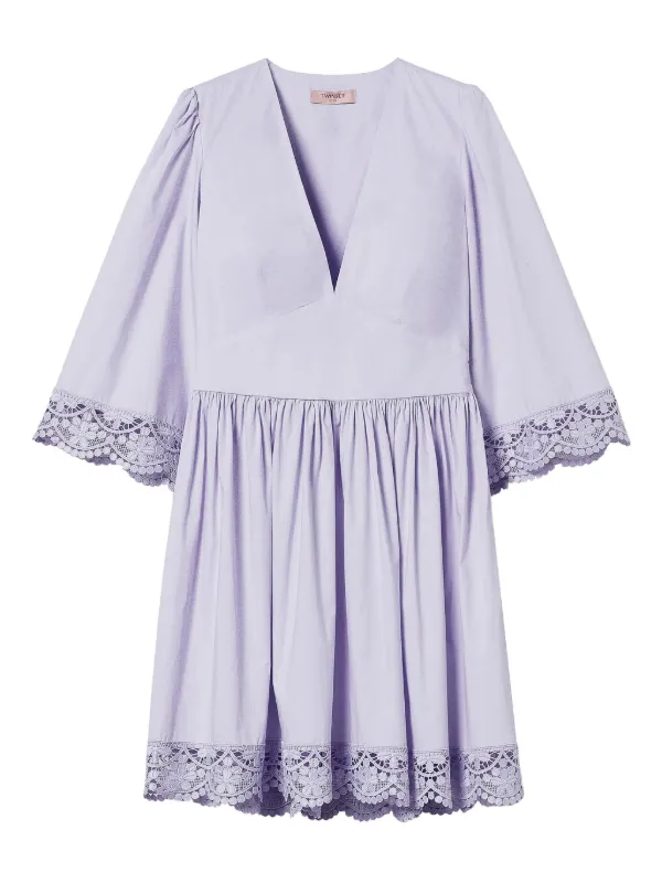 TWINSET lace-trimmed Skater Dress | Purple | FARFETCH ID TWINSET lace-trimmed Skater Dress | Purple | FARFETCH ID