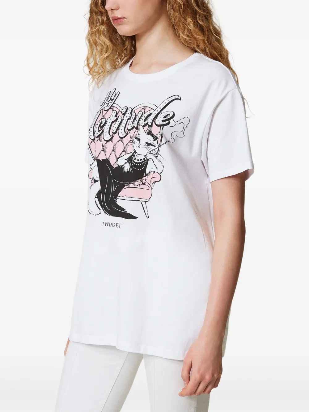 Shop Twinset Graphic-print T-shirt In White