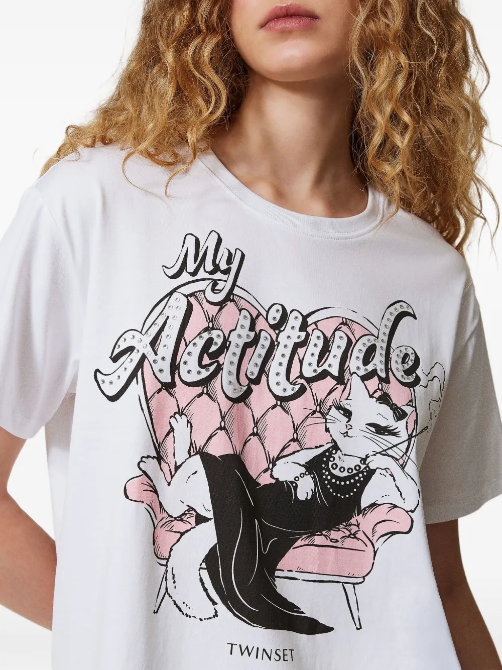 Shop Twinset Graphic-print T-shirt In White