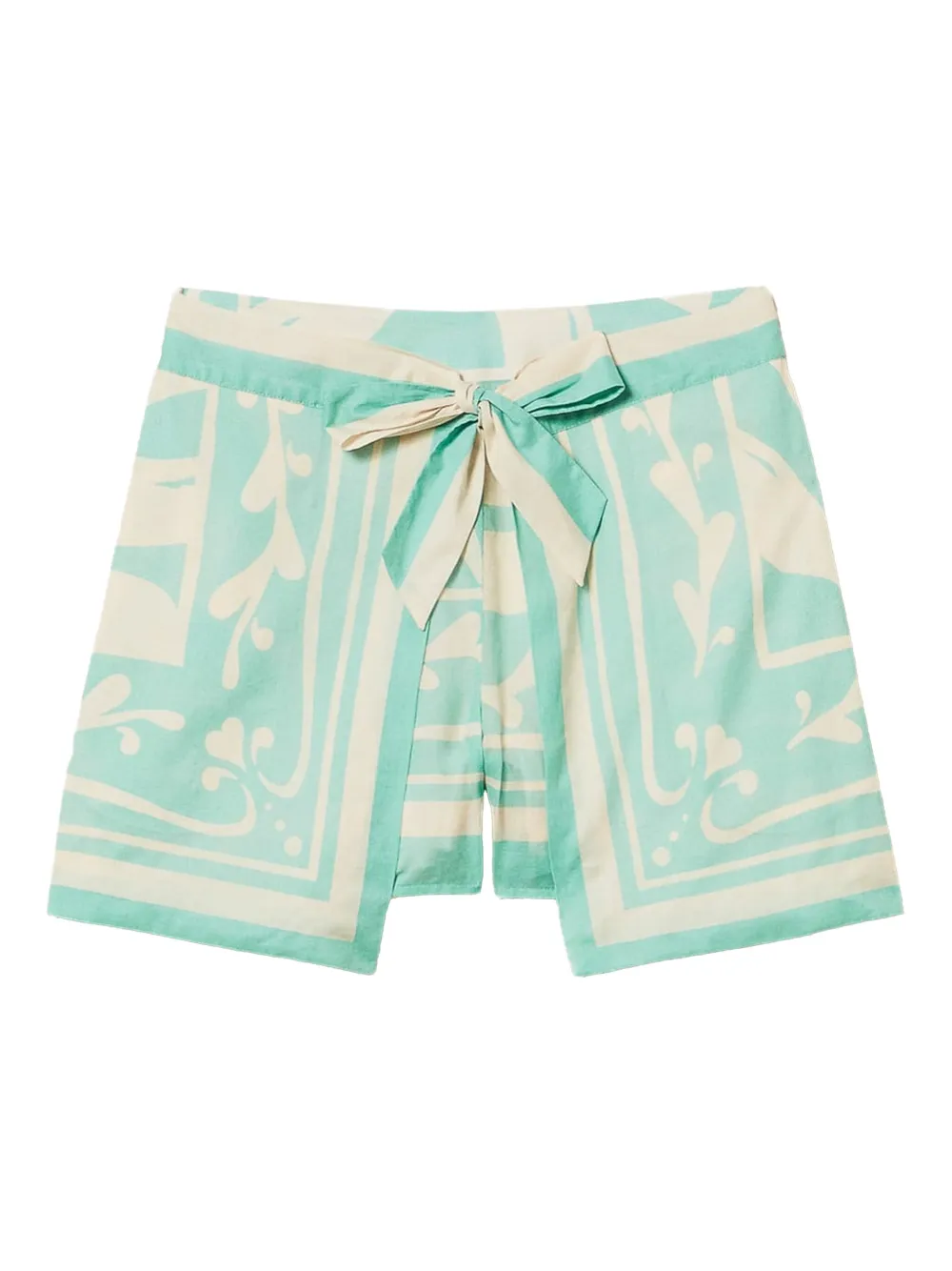 TWINSET Shorts met gestrikte taille en patroon Groen