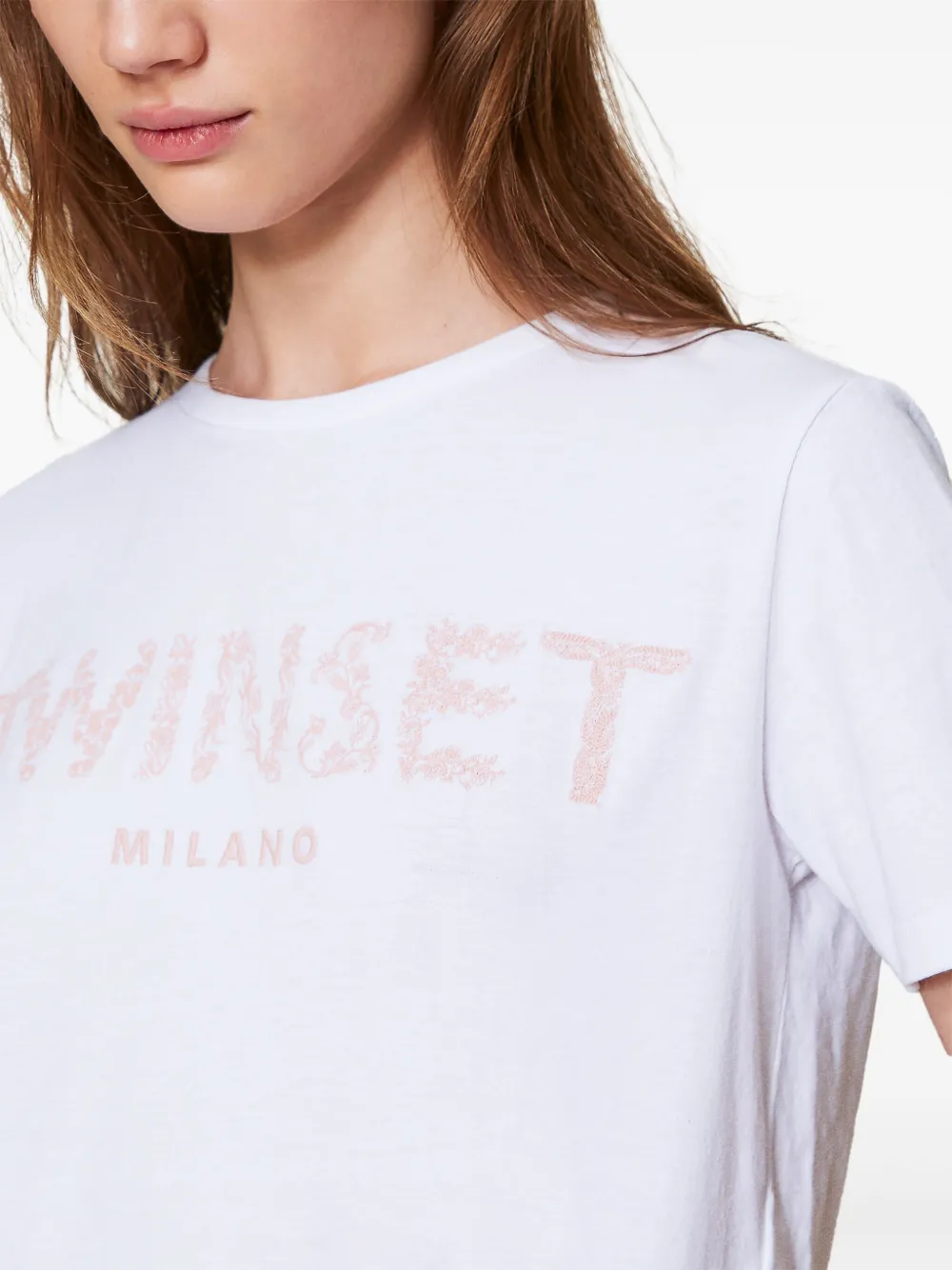 TWINSET T-shirt met geborduurd logo Wit