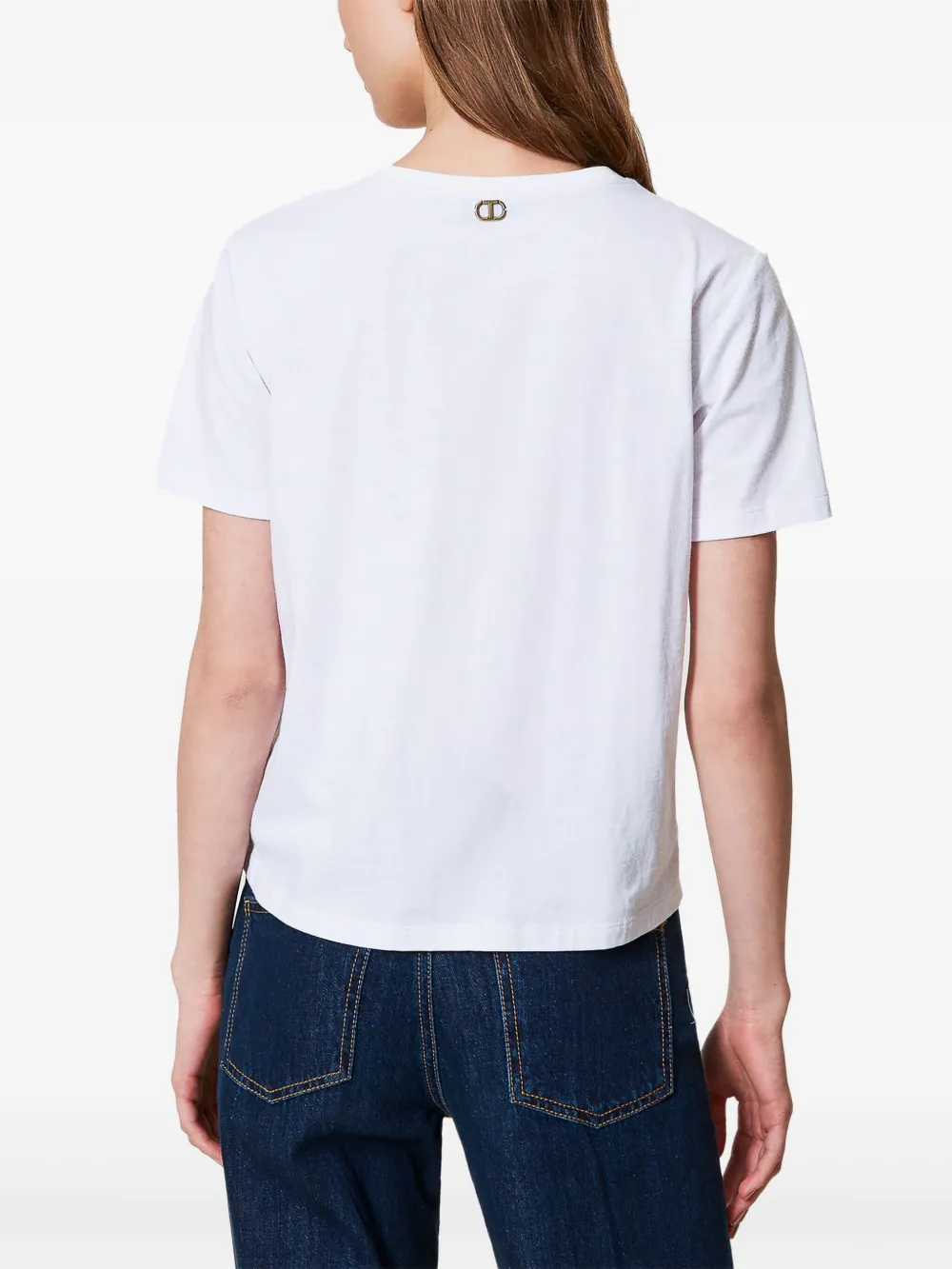 TWINSET T-shirt met geborduurd logo Wit