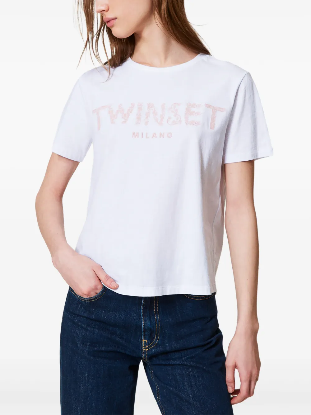 TWINSET logo-embroidered T-shirt - Wit