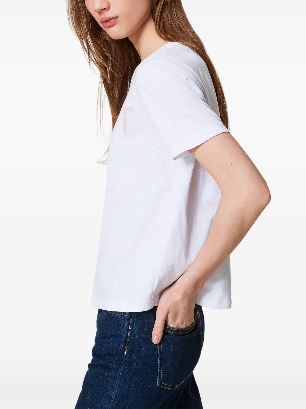 TWINSET T-shirt met geborduurd logo Wit