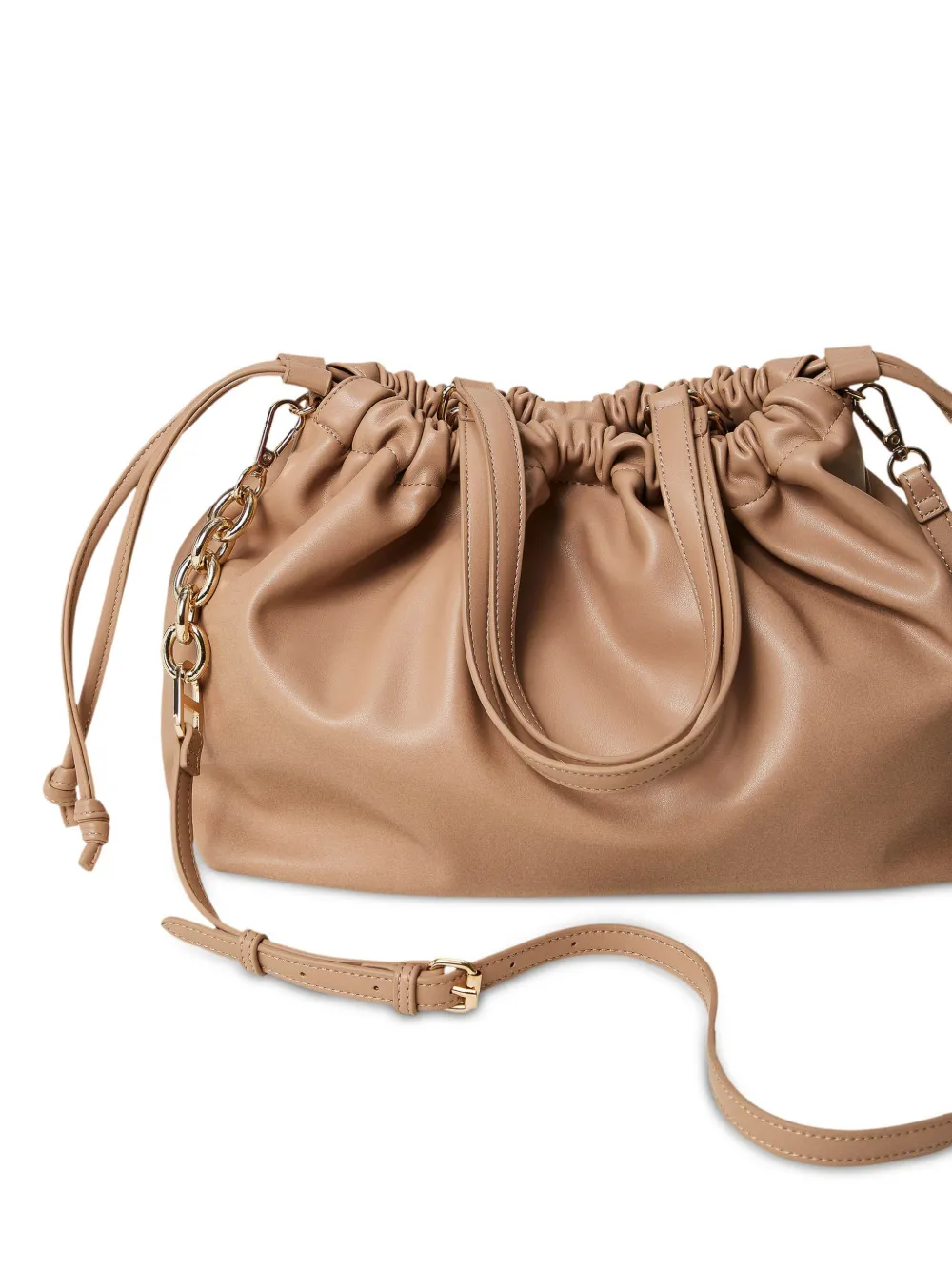 Twinset Ruched Tote Bag In Neutrals