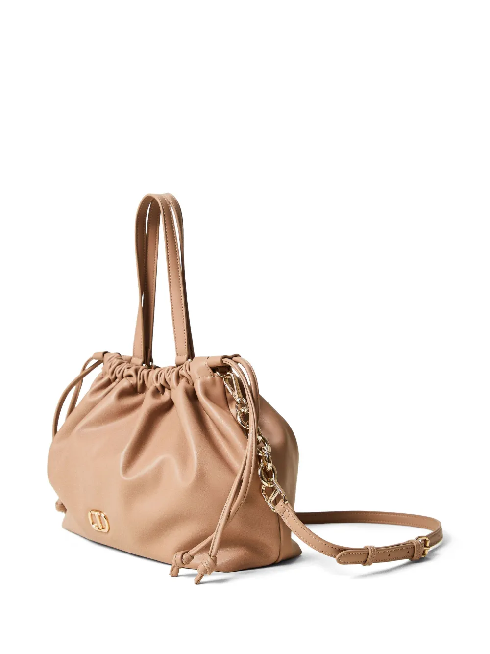 Twinset Ruched Tote Bag In Neutrals