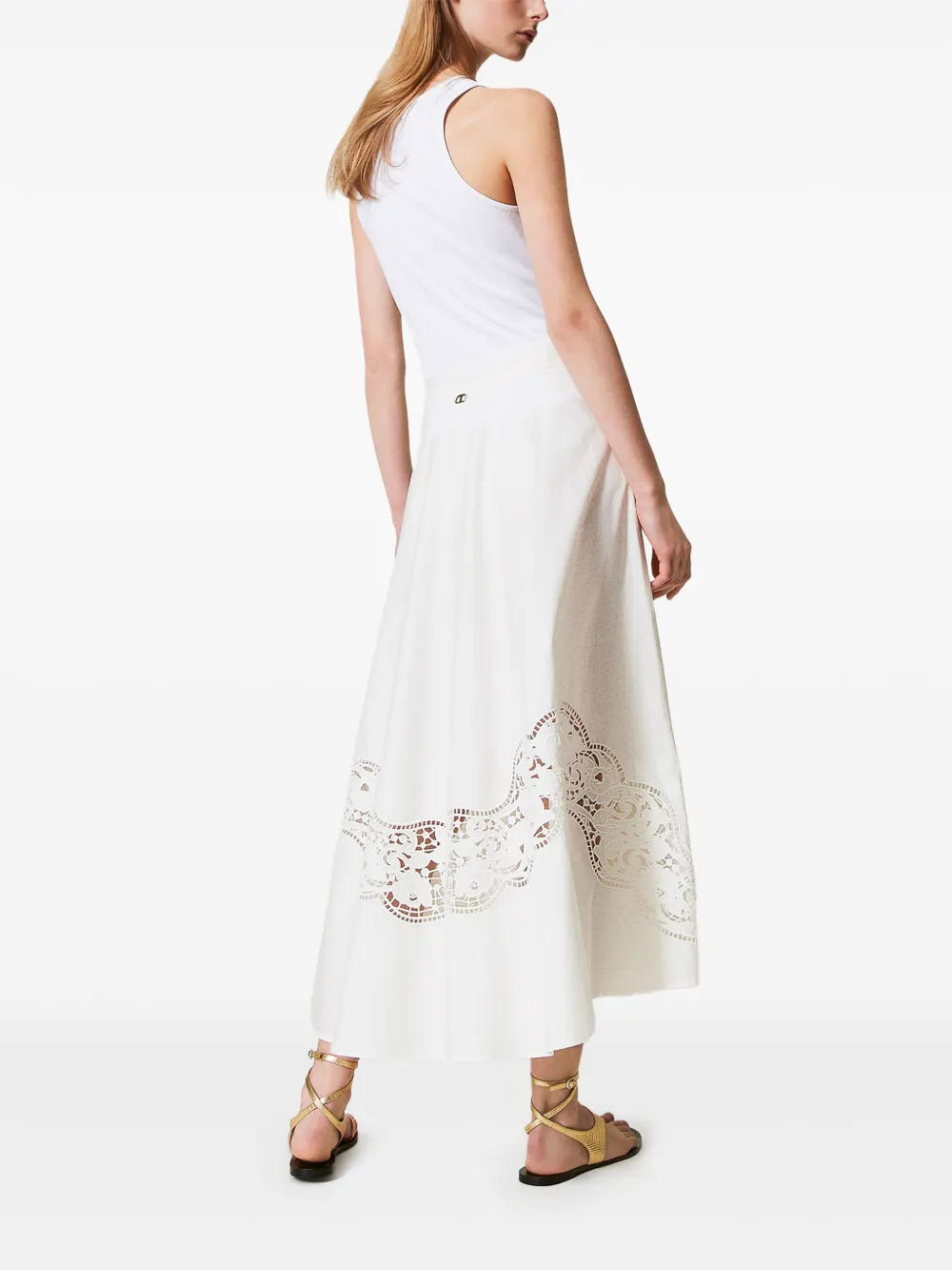 Shop Twinset Cotton Woven Skirt In White