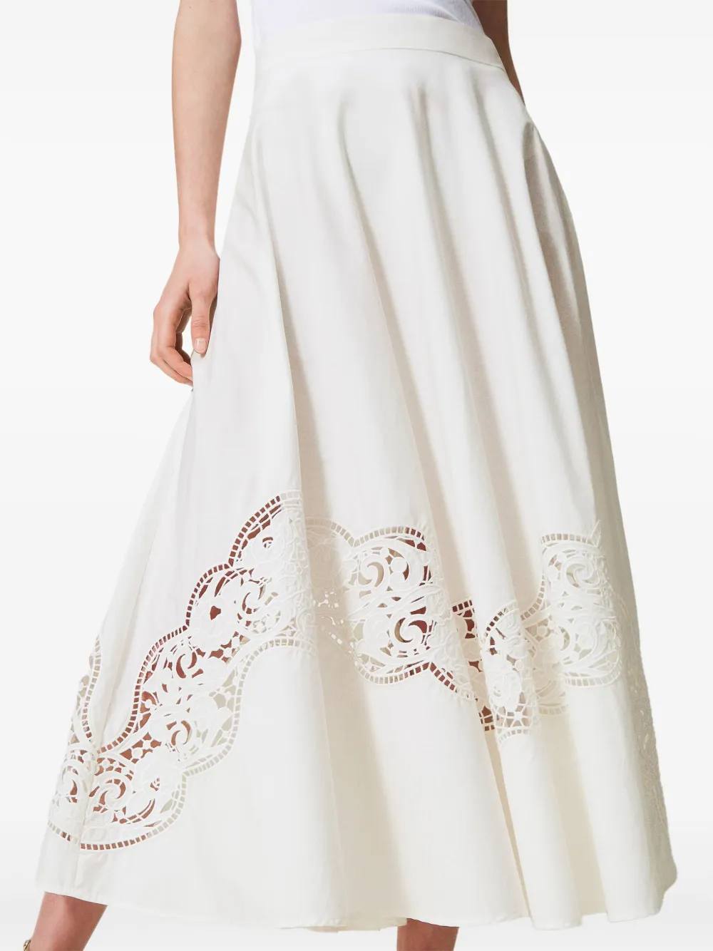 Shop Twinset Cotton Woven Skirt In White