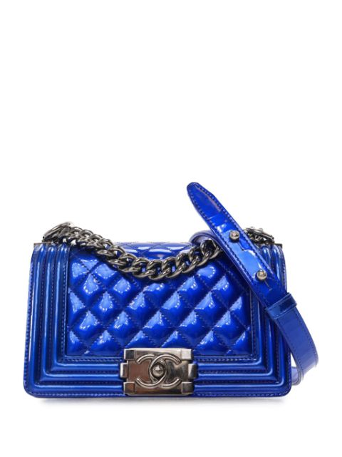 Cheap HOT SALE CHANEL 2014 Small Quilted Metallic Patent Boy Flap crossbody bag Women