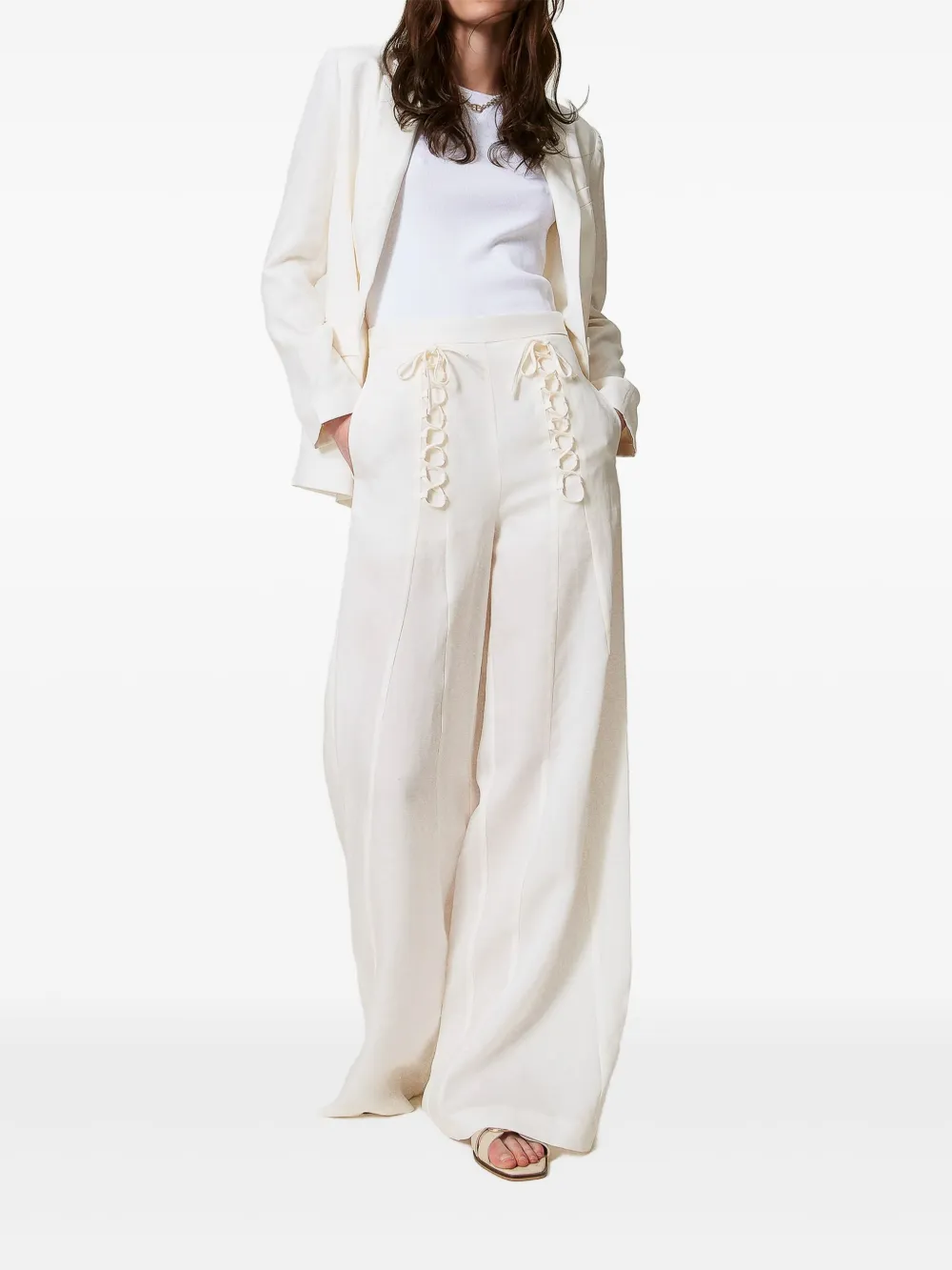 TWINSET lace-up trousers - Wit