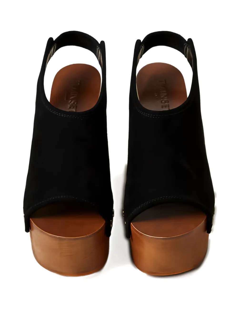 TWINSET 105mm suède sandalen met plateauzool Zwart