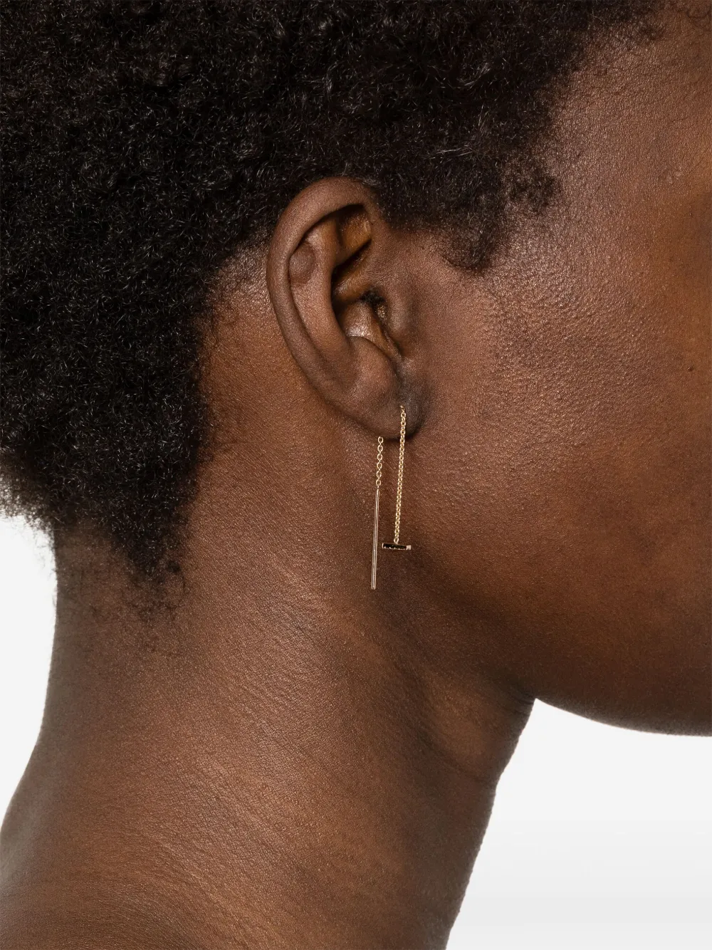 GOLD & ROSES 18kt roségouden Line Balance oorbellen met diamant - Roze