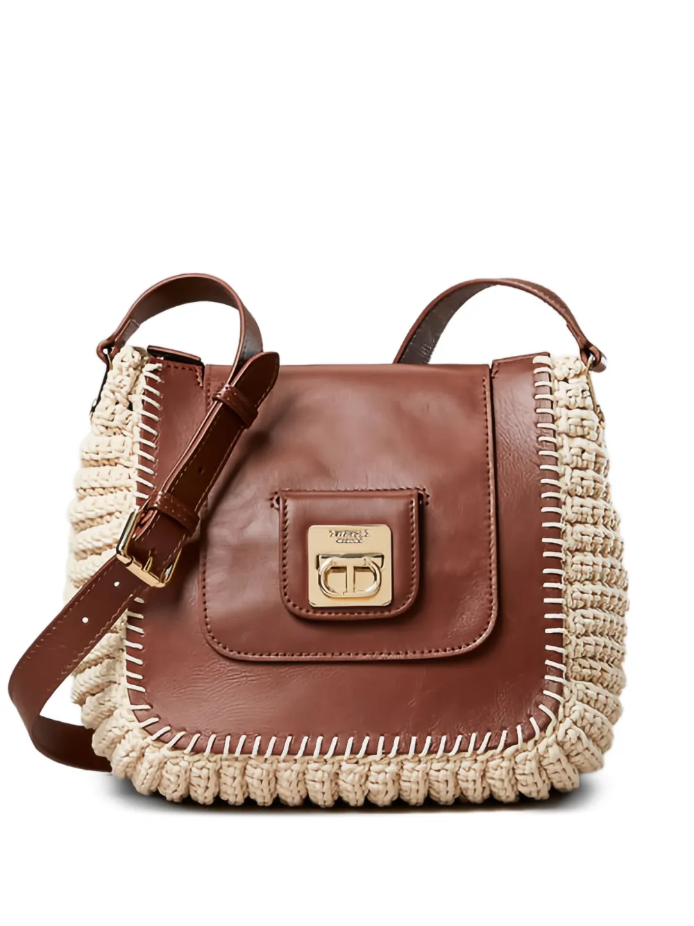 TWINSET panelled leather shoulder bag | Brown | Image 1