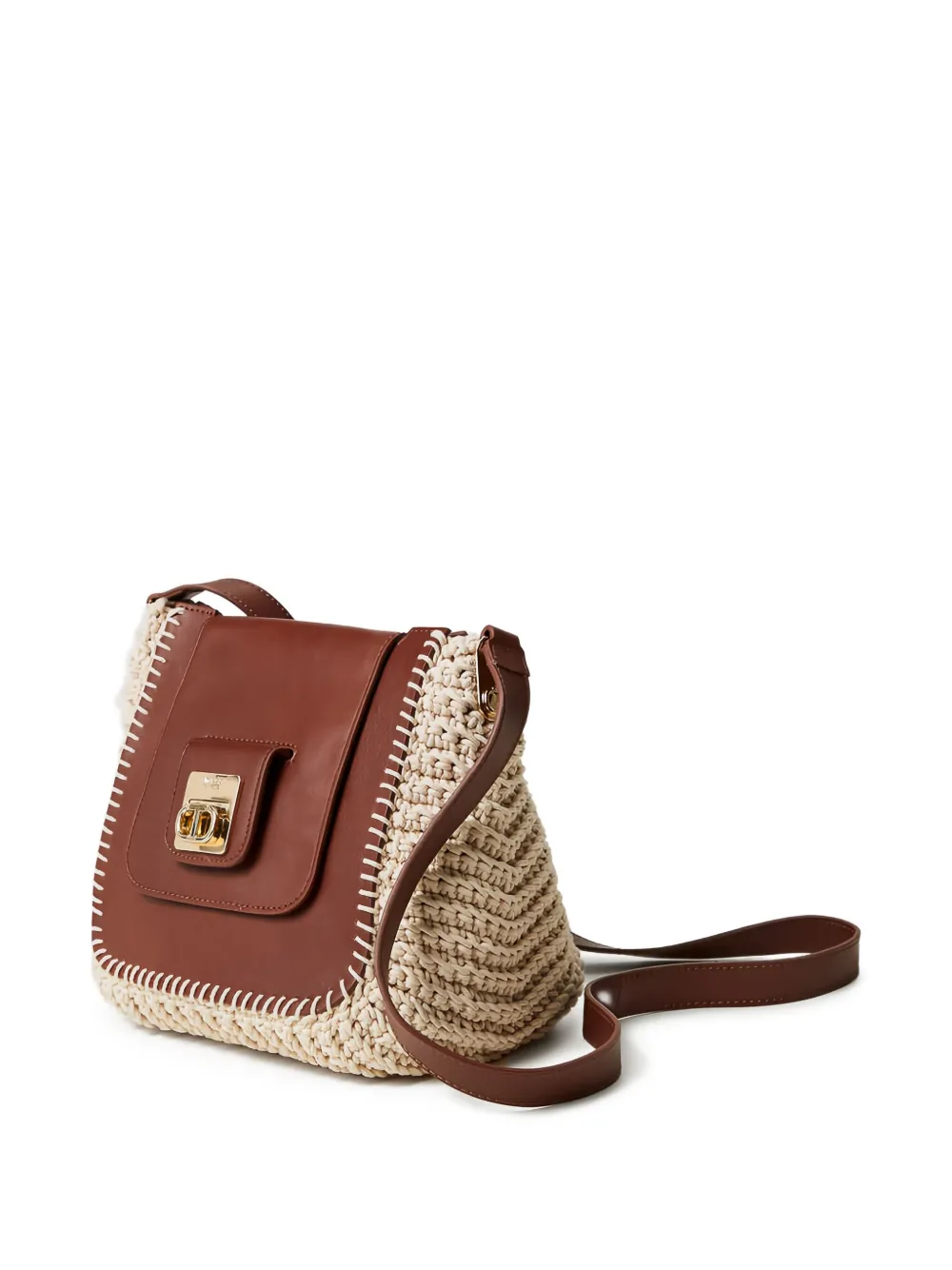 TWINSET Leren schoudertas Bruin