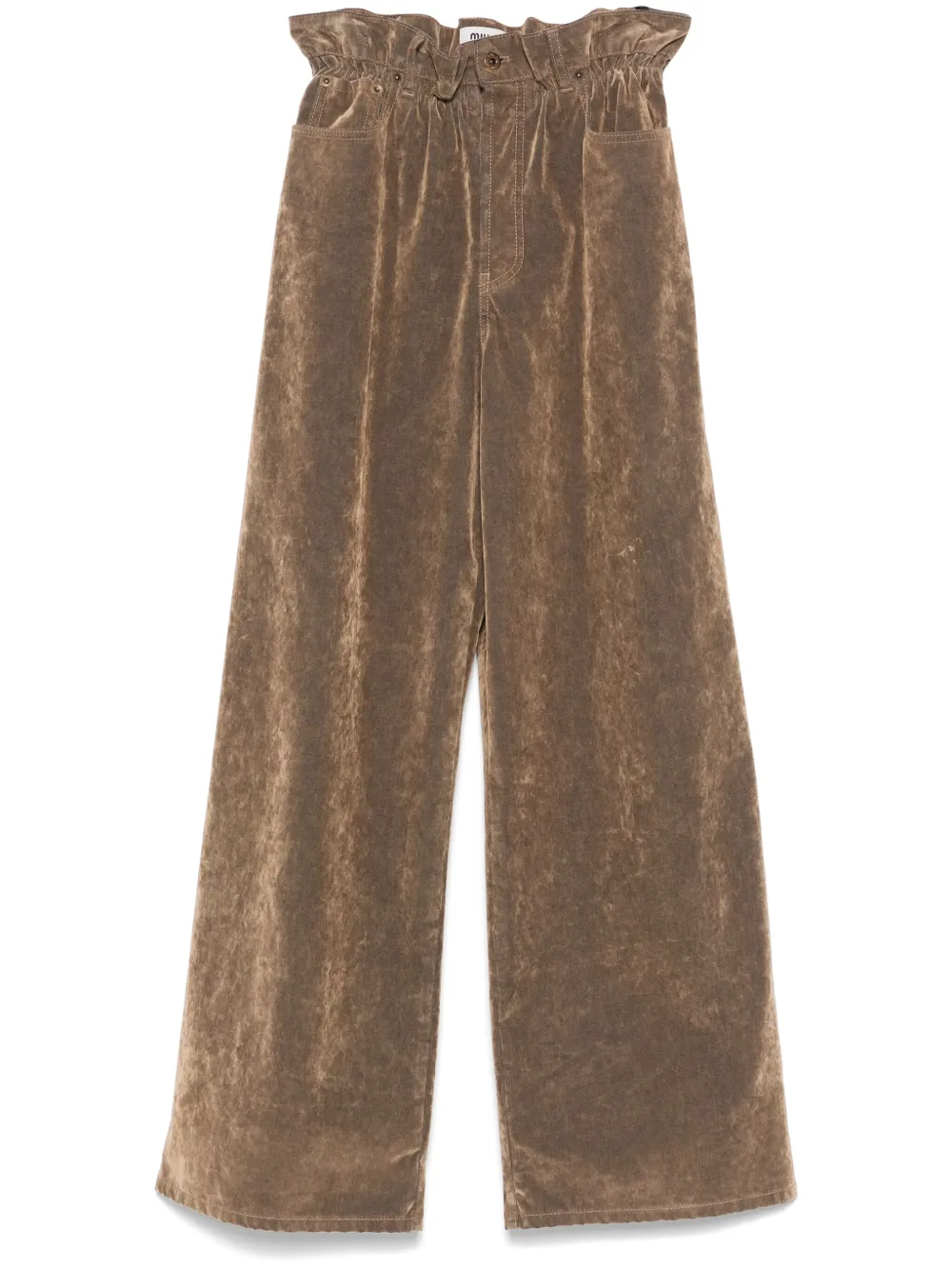 Miu Miu logo-patch trousers | Brown | Image 1