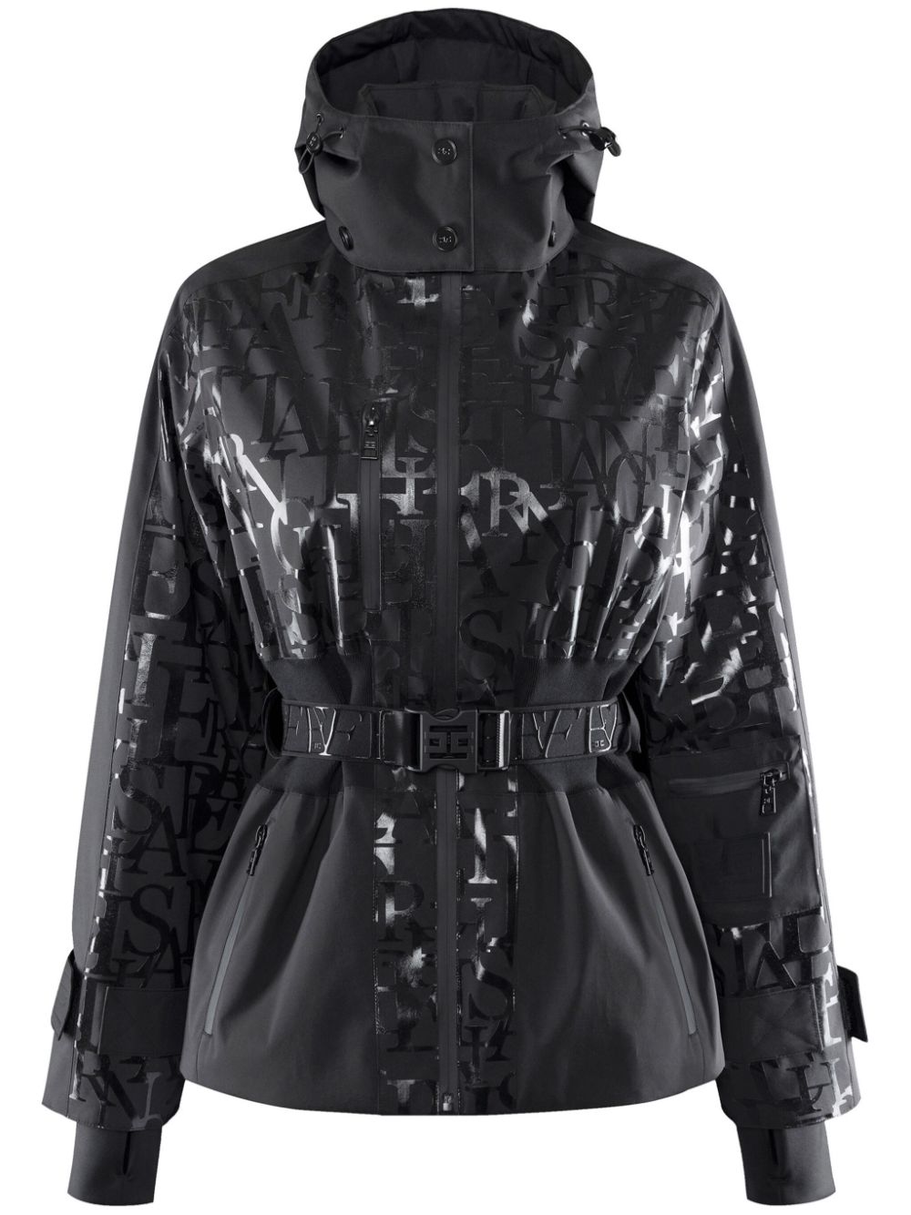 Elisabetta Franchi lettering-print ski jacket - Black