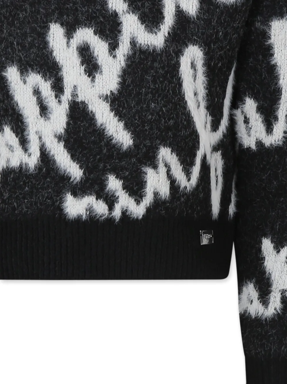Pinko Kids Trui met intarsia logo Zwart