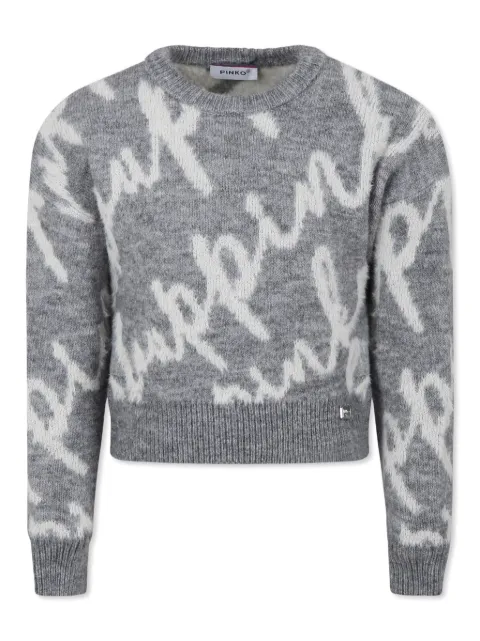 Pinko Kids logo-intarsia sweater
