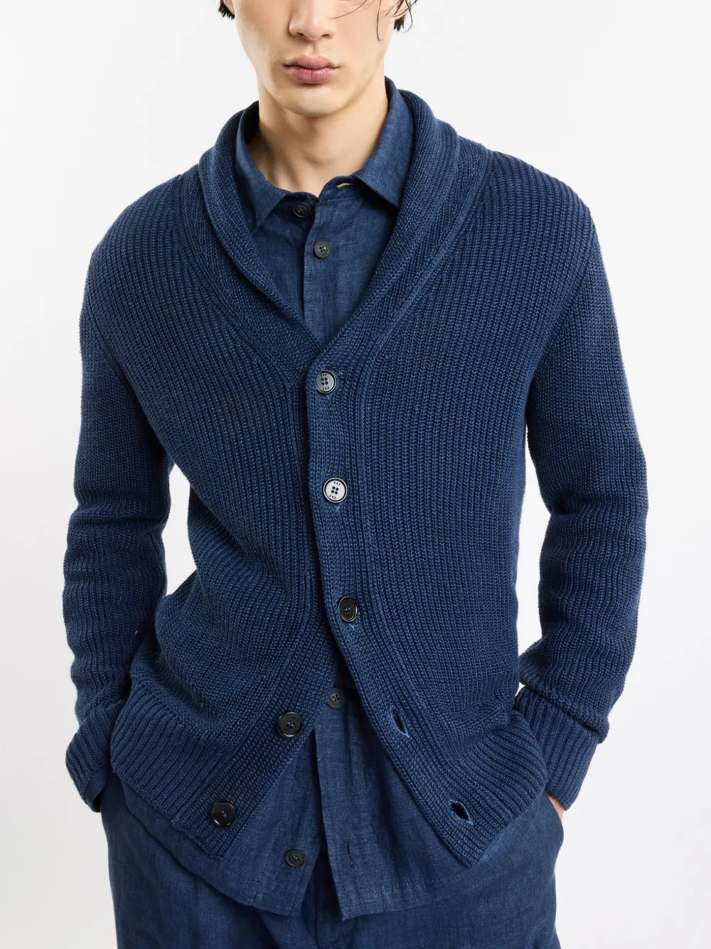 Fay Ribgebreid vest Blauw
