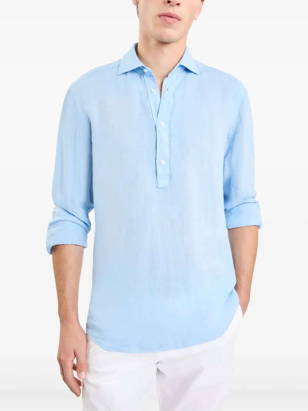 Fay Overhemd met polokraag Blauw