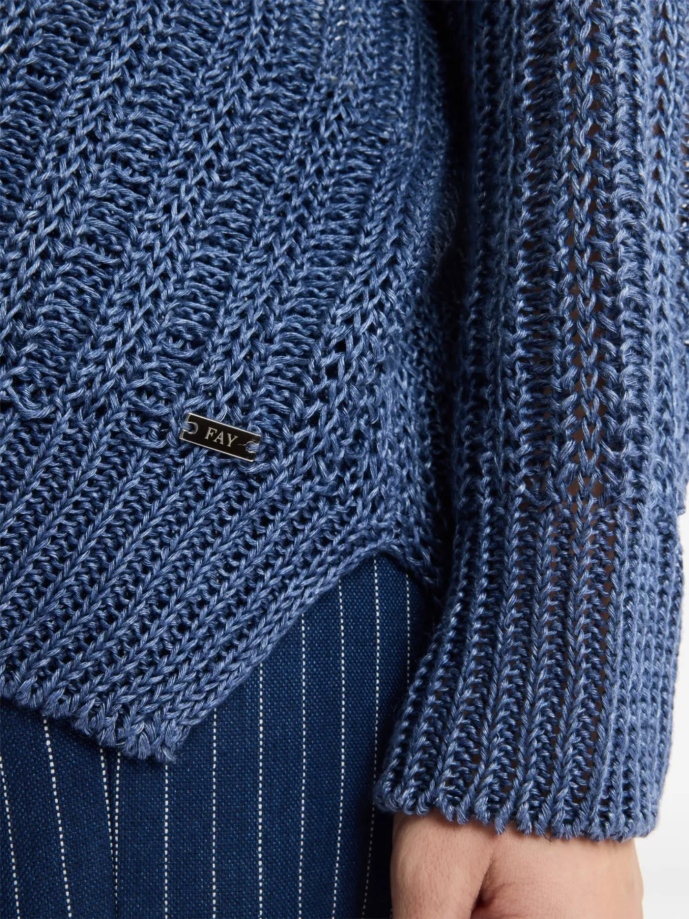Fay Opengebreide trui Blauw