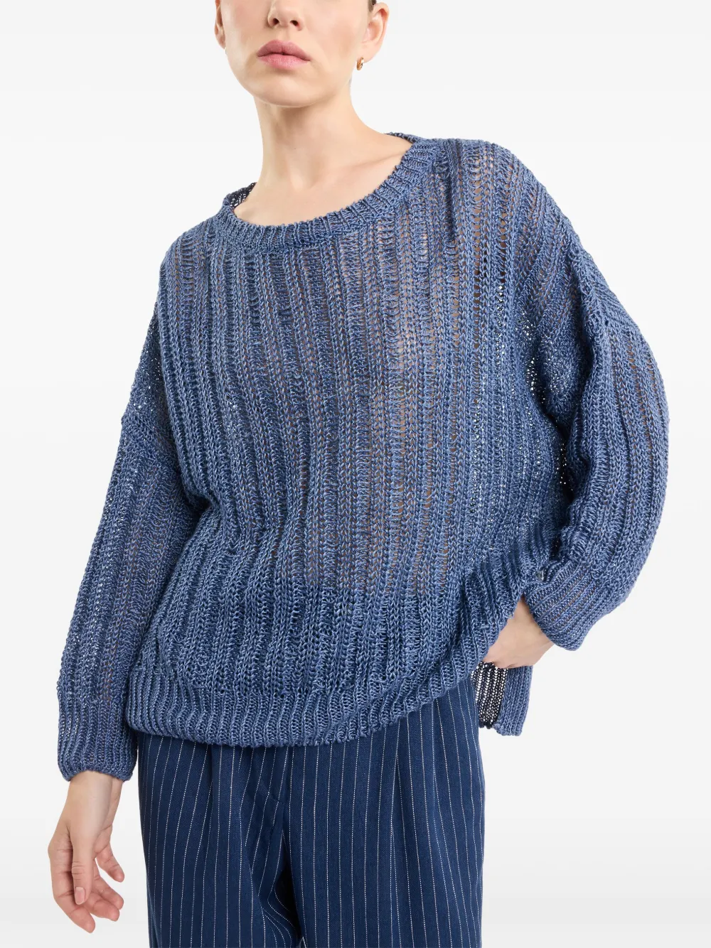 Fay Opengebreide trui Blauw
