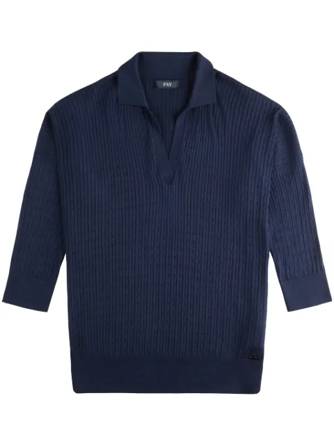 Fay cable-knit polo shirt