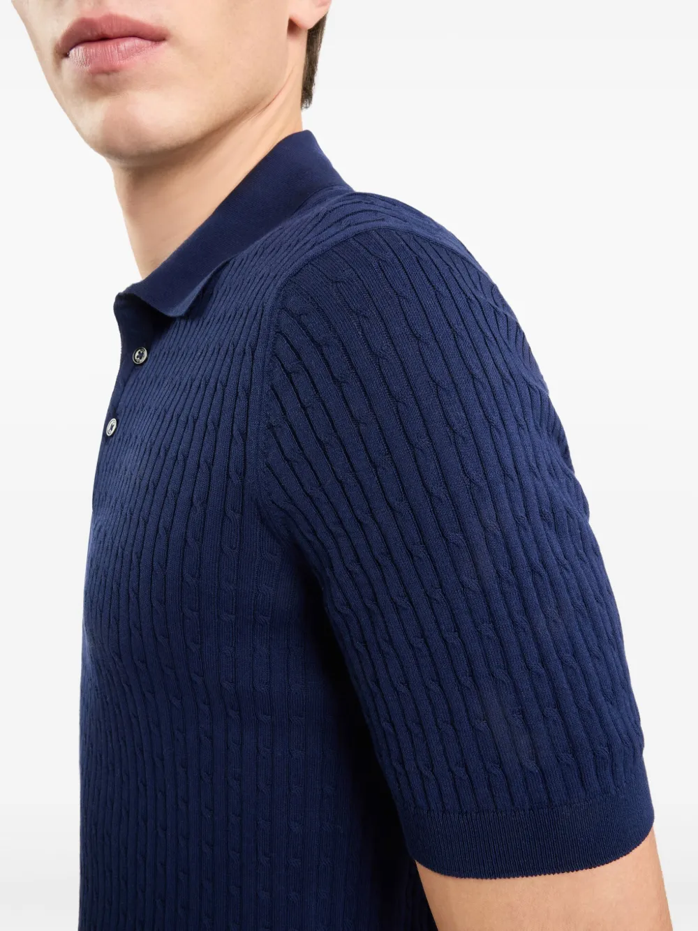 Fay Gebreid poloshirt Blauw