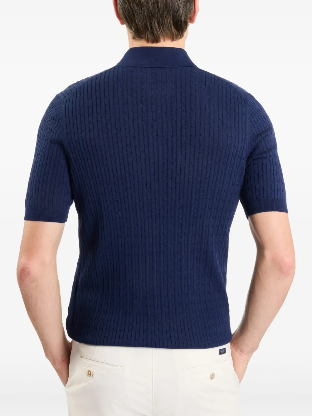 Fay Gebreid poloshirt Blauw