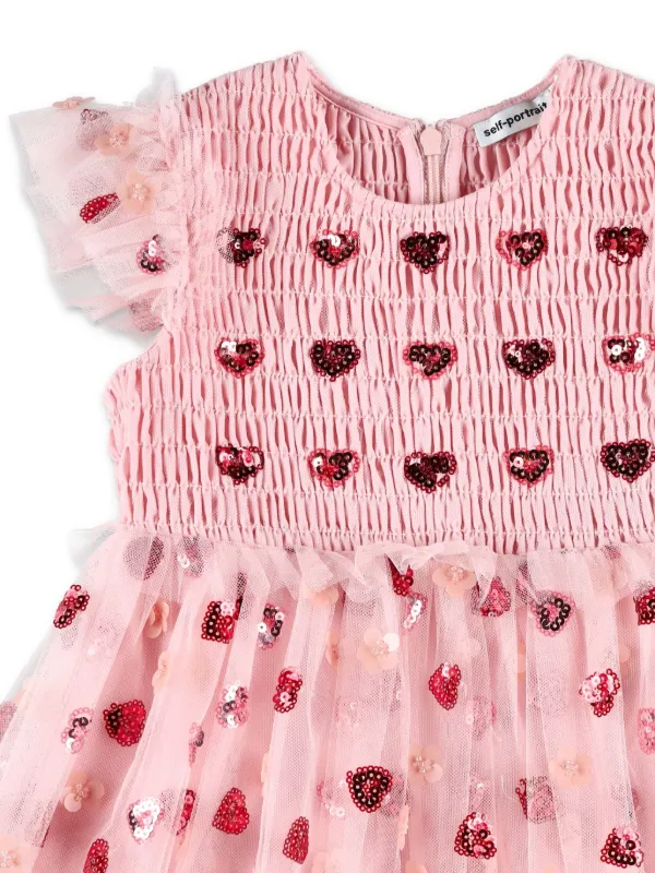 open lace back dress Lucy Rose Pink Heart Sequin Dress  POM London