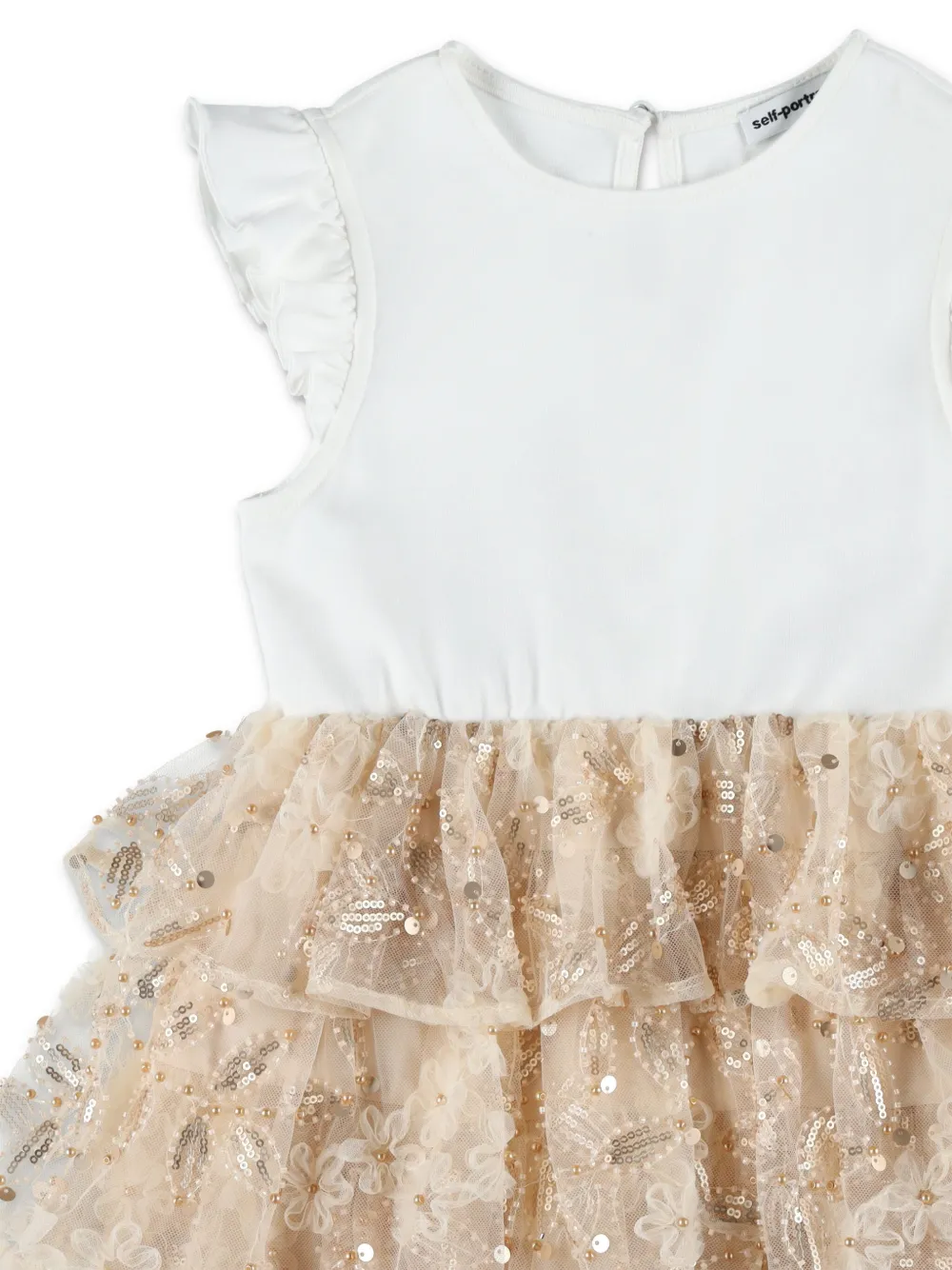 Self-Portrait Kids Tulen jurk Beige