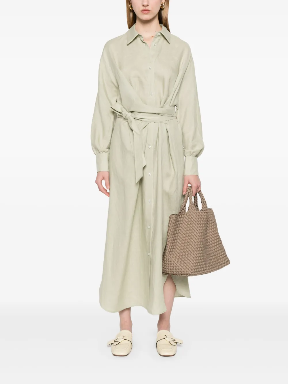 Manuel Ritz Linnen maxi-blousejurk - Groen