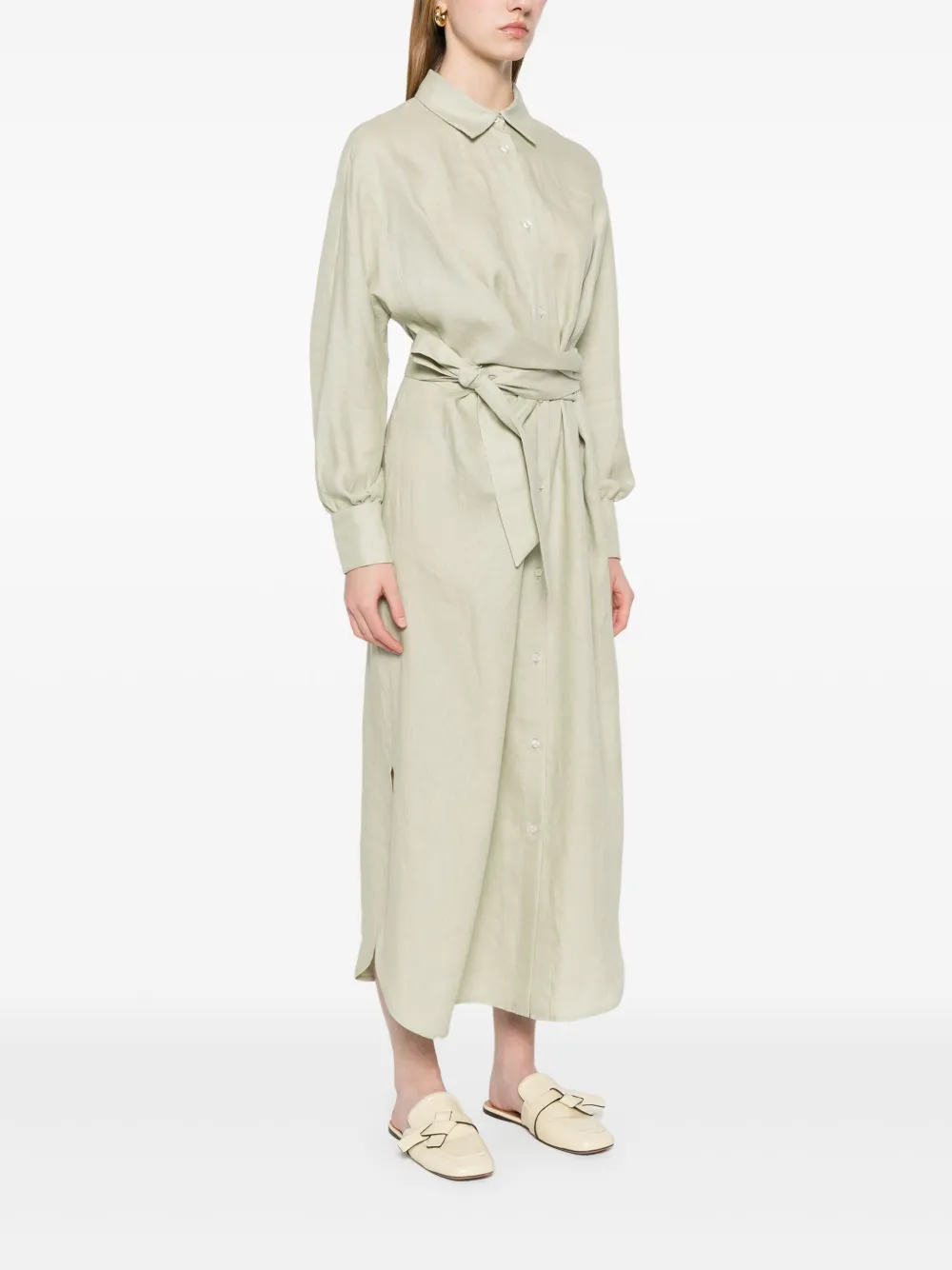 MANUEL RITZ LINEN MAXI SHIRT DRESS