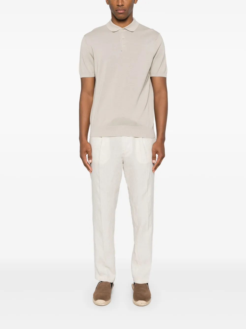 manuelritz Manuel Ritz Fijngebreid poloshirt - Beige