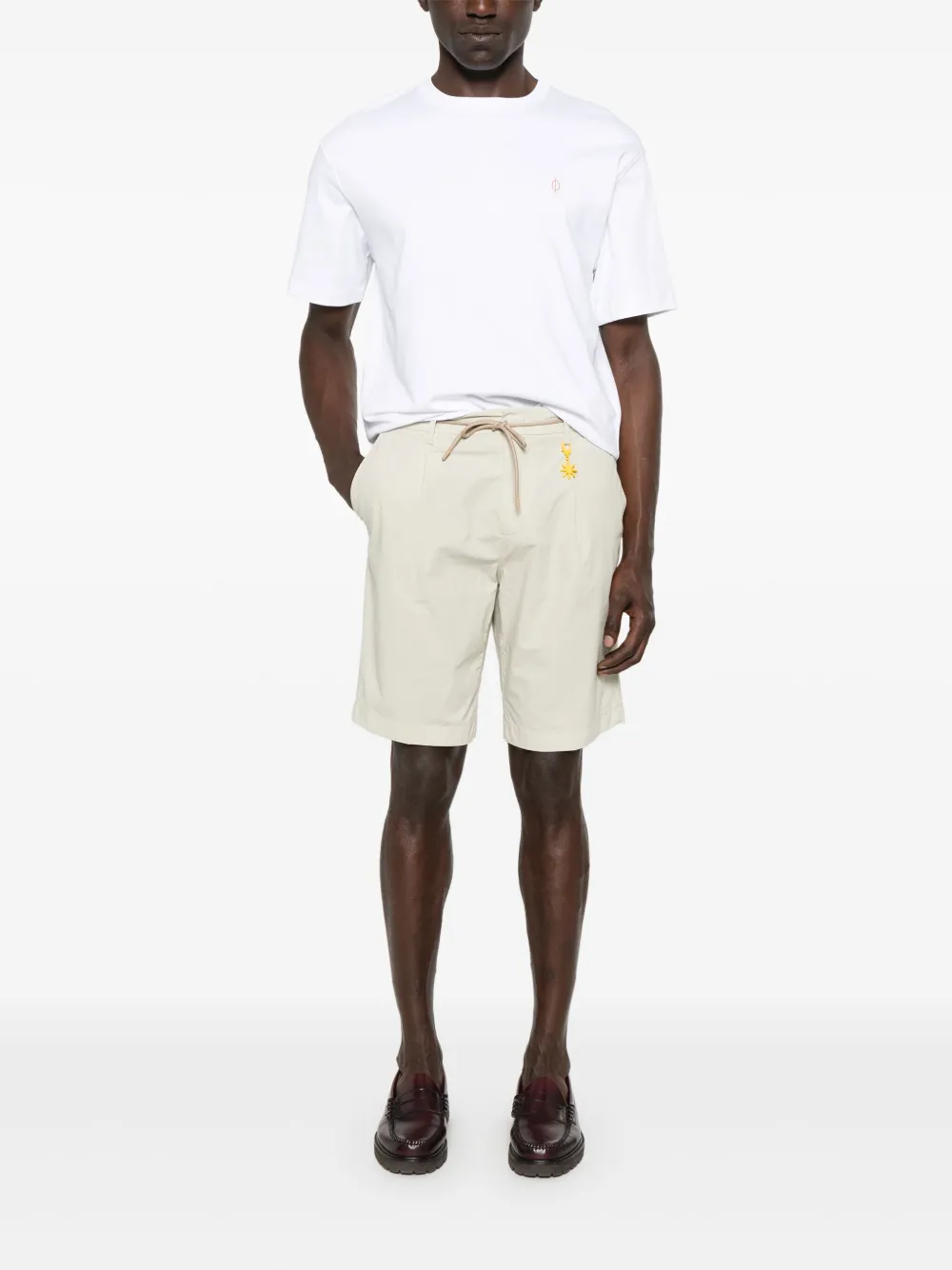 Manuel Ritz Shorts met logo-applicatie - Beige