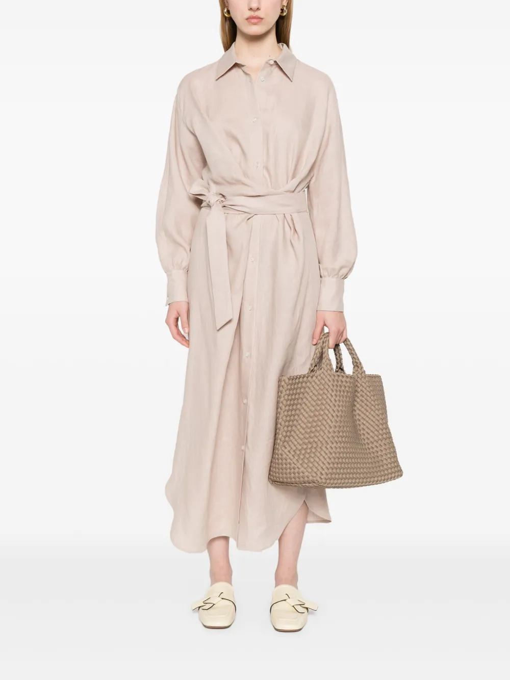 Manuel Ritz Linnen maxi-blousejurk - Beige
