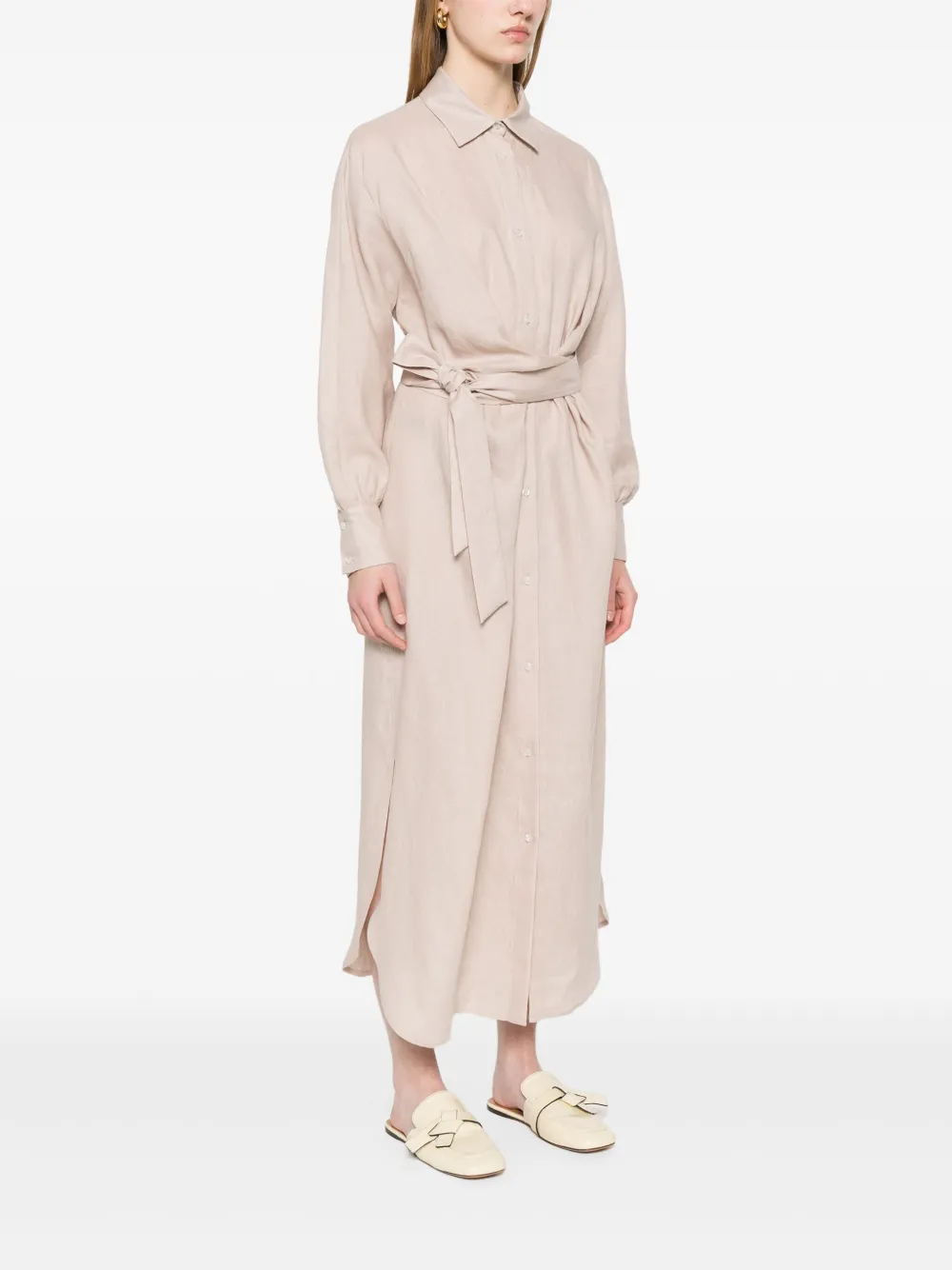 MANUEL RITZ LINEN MAXI SHIRT DRESS