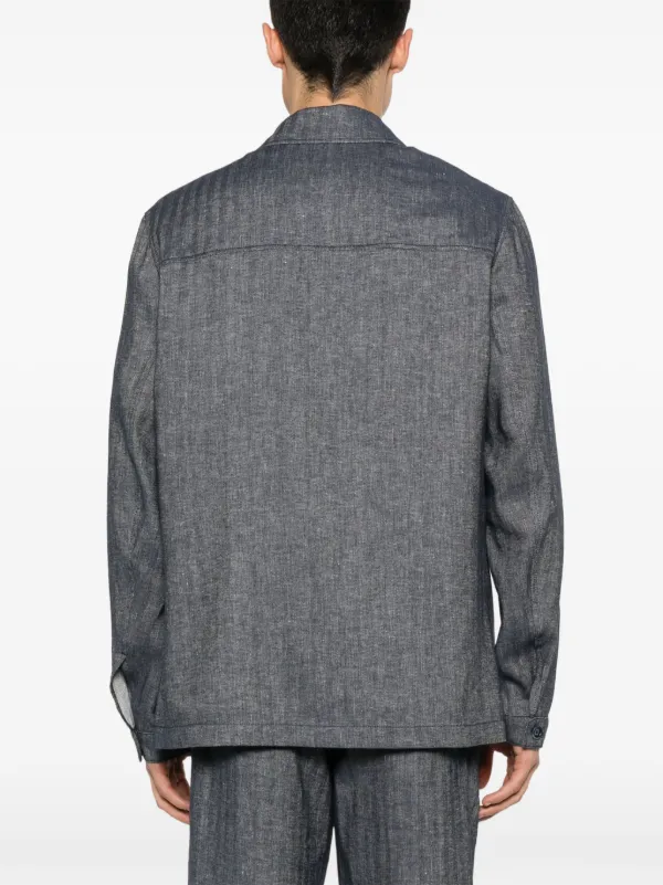 MANUER RITZ グレー テーラードジャケット Manuel Ritz Chevron Shirt Jacket | Blue | FARFETCH