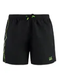 Ea7 Emporio Armani logo-print side-strip swim shorts - Black