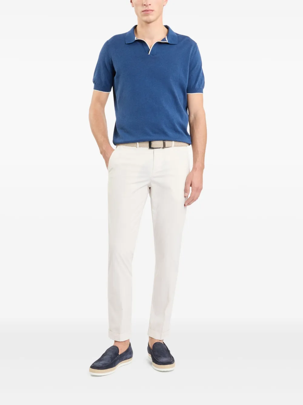 Fay trimmed polo shirt - Blauw