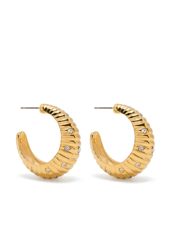 Kenneth Jay Lane Crystal Hoop Earrings Gold FARFETCH IN