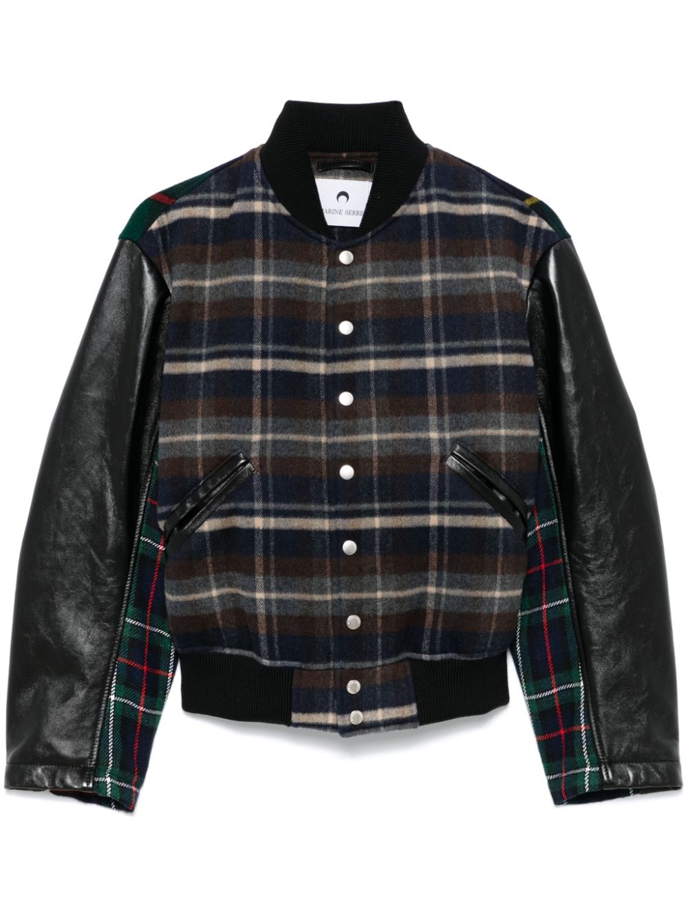 Marine Serre Regenerated bomberjack met tartan ruit Blauw