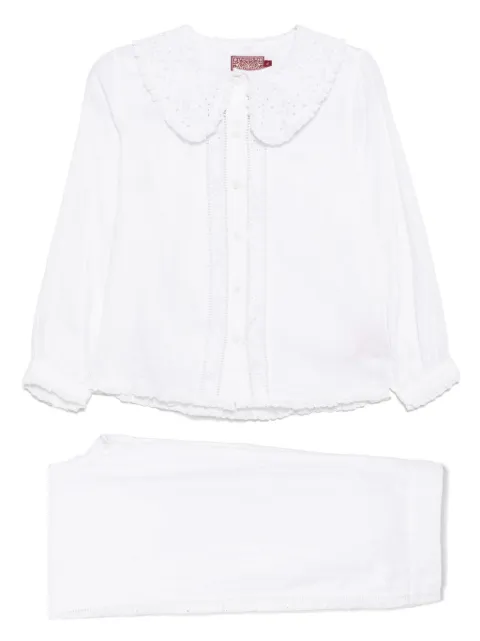 Desmond & Dempsey lace-trim pyjama sets